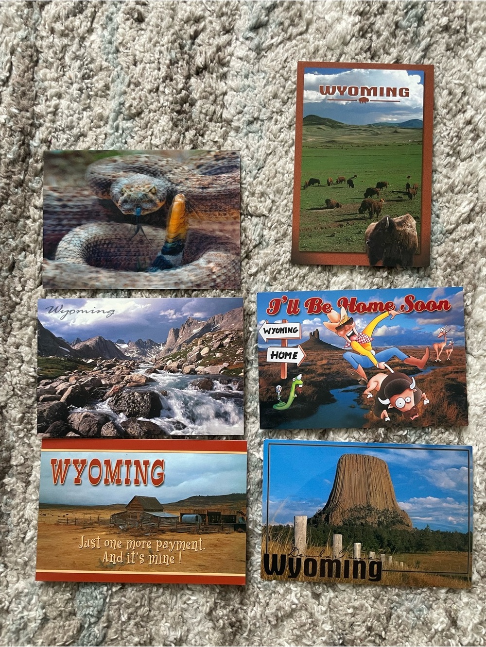 6 Wyoming Scenic Postcards